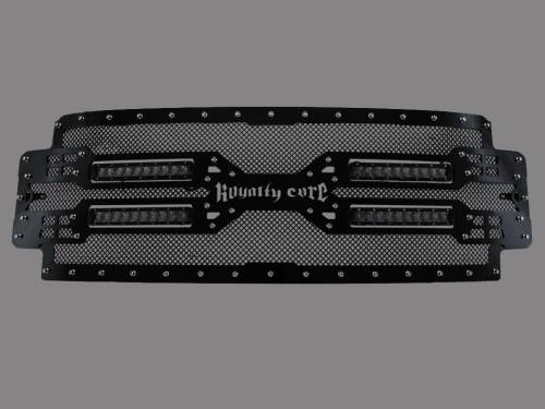 RC5X Grille — Royalty Core custom truck grille with center bar and RC logo, front view